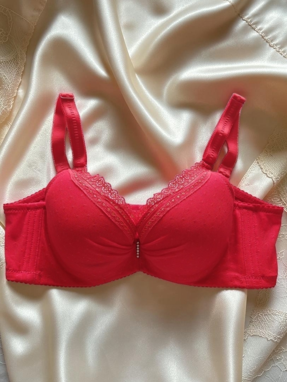 💫🩷3for20 Bundle Sale🩷💫 Red Lace Trim Full Coverage Push Up Bra